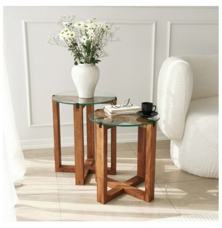 Set tavoline (2 Pc) Kalune Design Amalfi - Walnut Walnut