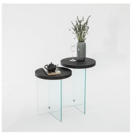 Set tavoline kafeje Kalune Design Serenity 2 - Anthracite, Transparent Anthracite Transparent