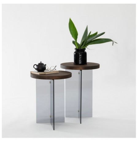 Set tavoline kafeje Kalune Design Serenity 2 - Walnut, Dark Grey Walnut Dark Grey
