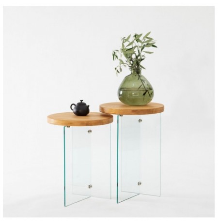 Set tavoline kafeje Kalune Design Serenity 2 - Oak, Transparent Oak Transparent