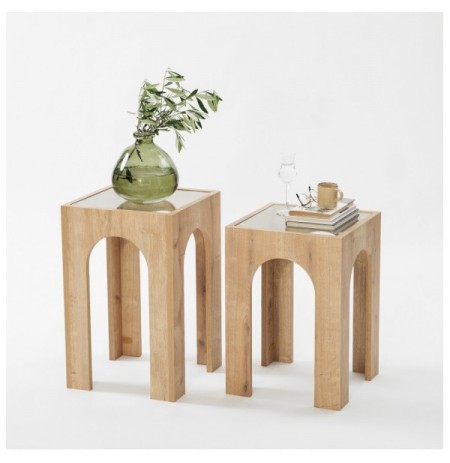 Set tavoline kafeje Kalune Design Seine Set - Sapphire Oak, Transparent Oak Transparent