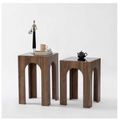 Set tavoline kafeje Kalune Design Seine Set - Walnut, Dark Grey Walnut Dark Grey