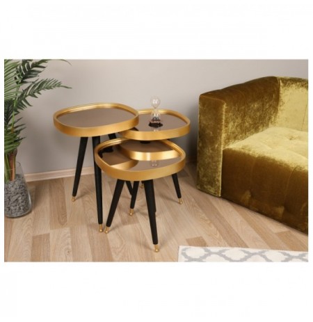 Set tavoline (3 Pc) Kalune Design Alys Gold Black