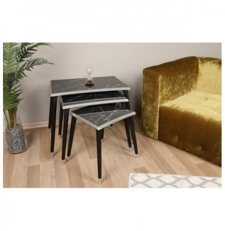 Set tavoline (3 Pc) Kalune Design Arwton Grey Black