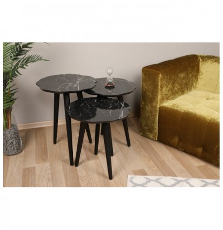 Set tavoline (3 Pc) Kalune Design Forga Black