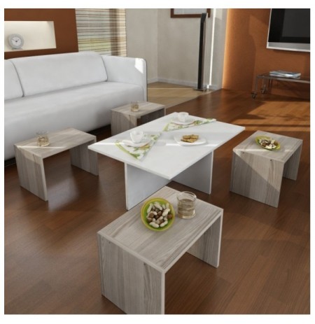 Set tavoline kafeje Kalune Design Chest - White, Cordoba WhiteCordoba